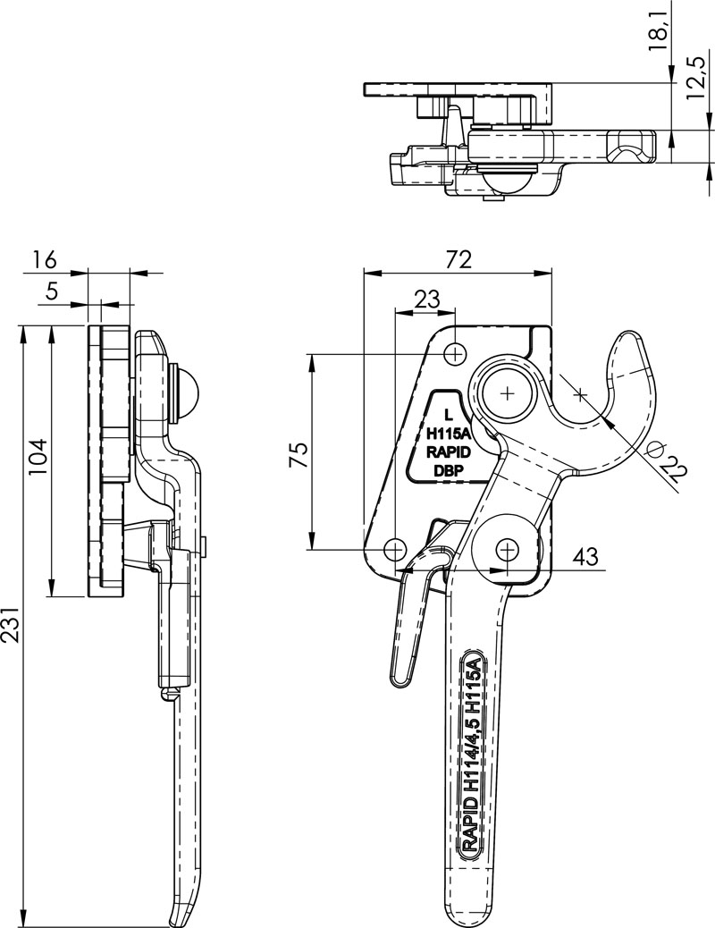 fermeture de ridelle Rapid H115A