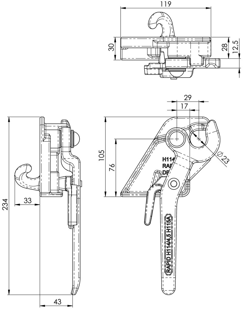 fermeture pendulaire Rapid H114/4,5