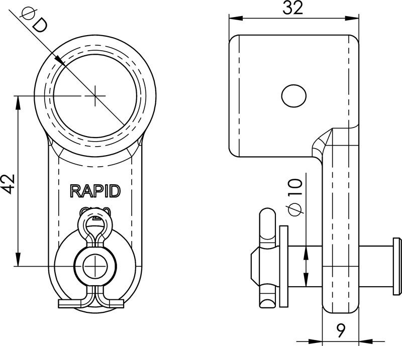 articulation pour tube Rapid H519 léger