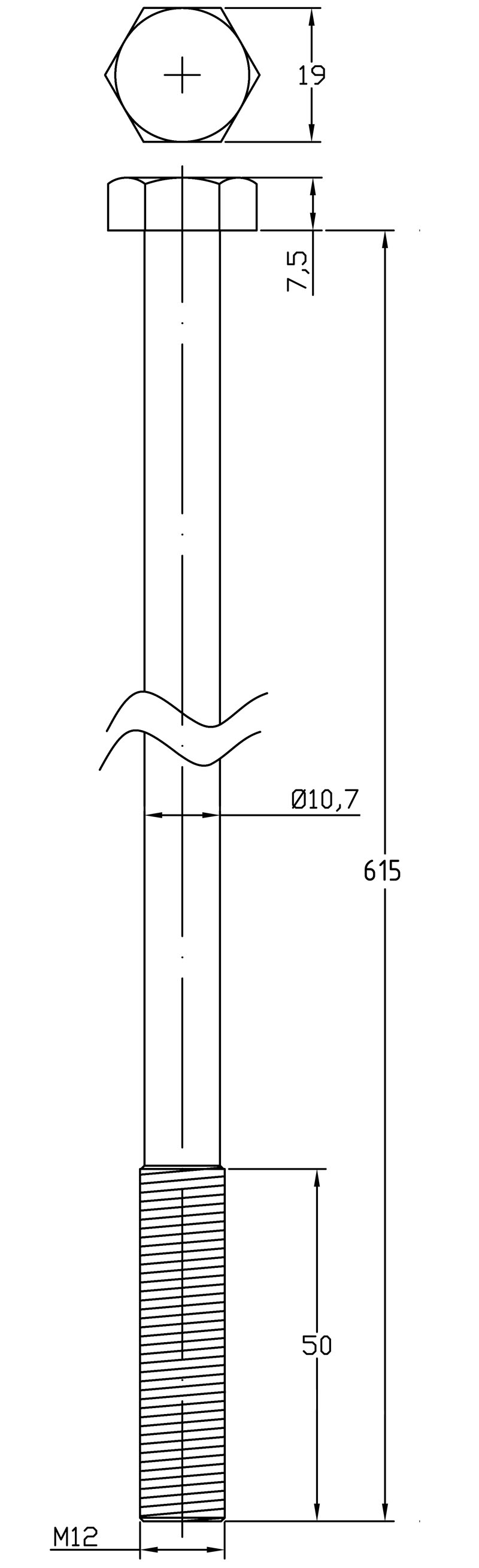 tirant d'ancrage 615mm