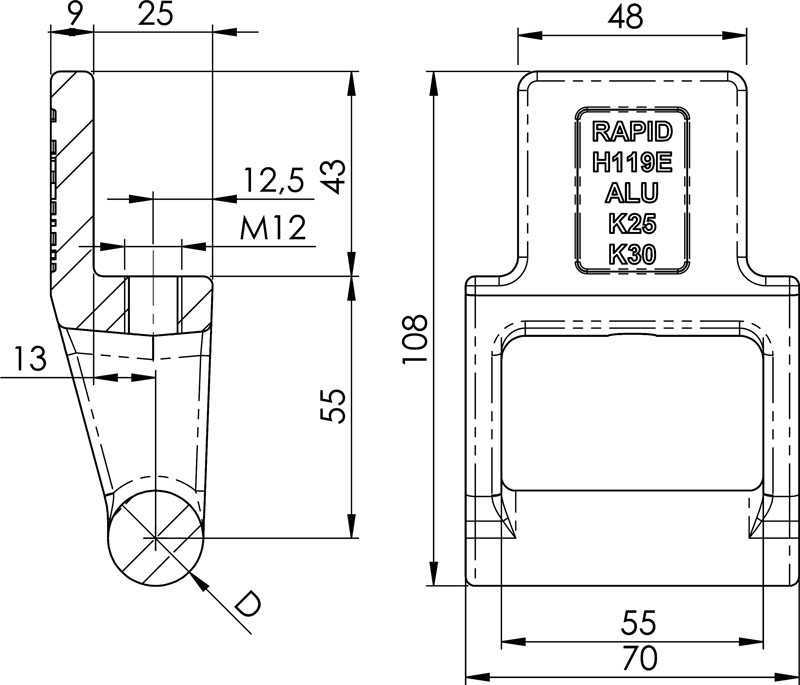 charnière Rapid H119E Alu-K30/13